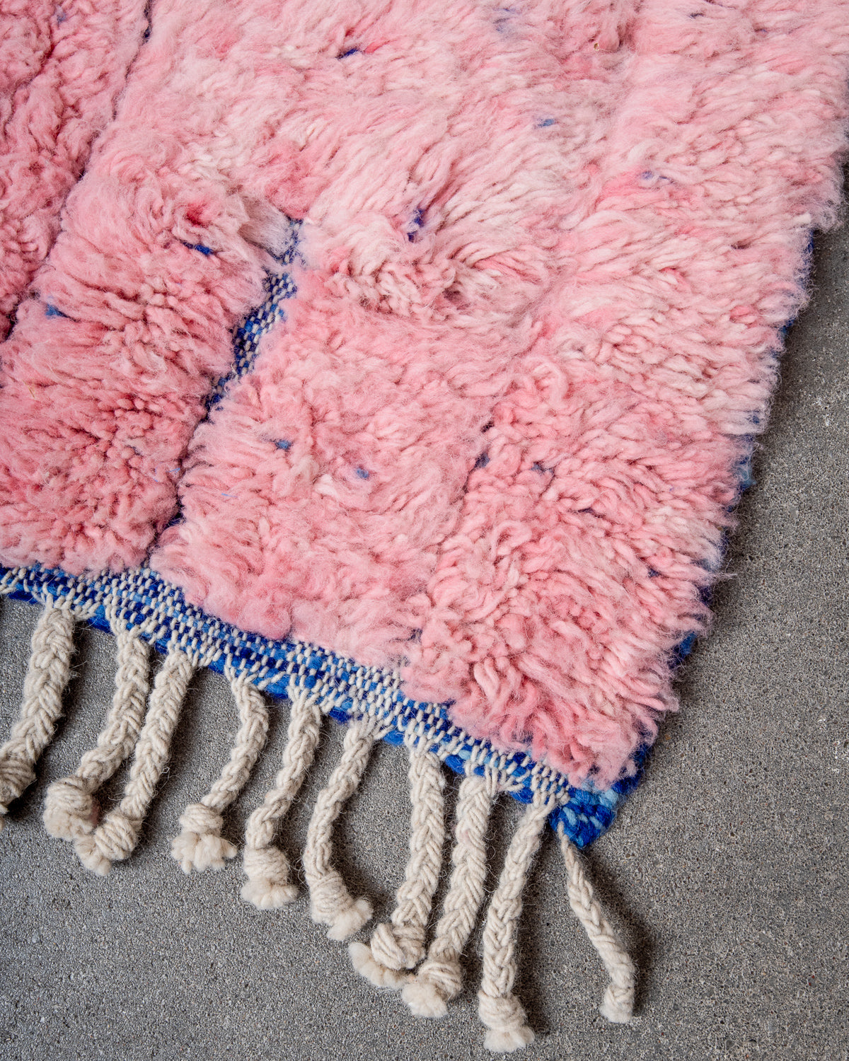 Modern, designer, handcrafted Berber rug from Morocco. Beniourain carpet with beautiful colours and patterns and fluffy wool texture.